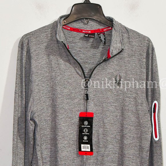 Spyder Active Men’s Light Weight ¼ Zip Gray - Picture 5 of 9